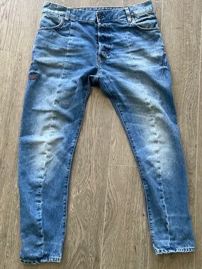 G Star Mens Jeans Lanc 3D Slim Distressed Rigid 32x30